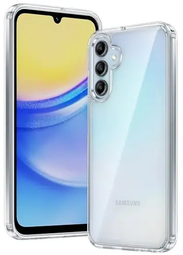 Galaxy A15-5G Telefon Kılıfı için FNTCASE: Samsung Galaxy A15-5G Şeffaf Kılıf Askeri Sınıf Düşme Koruması Sararmaya Karşı Dayanıklı Cep Telefonu Kapağı - Sağlam Darbeye Dayanıklı Koruyucu Şeffaf Kılıflar (Şeffaf) - 1