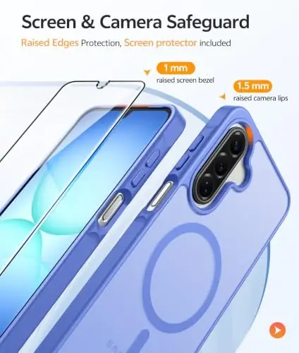 Galaxy A17/A16 5G Telefon Kılıfı için FNTCASE, Magsafe Uyumlu, Ekran Koruyucu | Yarı Saydam Mat, 14FT Askeri Sınıf Düşme Koruması, İnce Darbeye Dayanıklı Koruyucu, Samsung A 17 A 16 Kılıfı için, Ultramarin - 4
