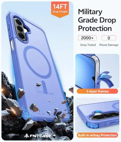Galaxy A17/A16 5G Telefon Kılıfı için FNTCASE, Magsafe Uyumlu, Ekran Koruyucu | Yarı Saydam Mat, 14FT Askeri Sınıf Düşme Koruması, İnce Darbeye Dayanıklı Koruyucu, Samsung A 17 A 16 Kılıfı için, Ultramarin - 5