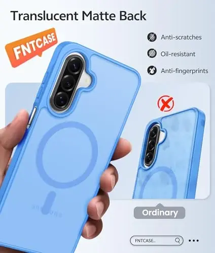 FNTCASE for Galaxy A17/A16 5G Phone Case, Fit for Magsafe, Screen Protector | Translucent Matte, 14FT Military Grade Drop Protection, Slim Shockproof Protective, for Samsung A 17 A 16 Cover, Ice Blue 