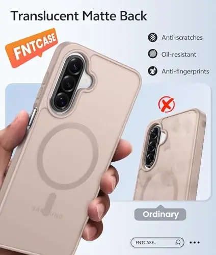 FNTCASE for Galaxy A17/A16 5G Phone Case, Fit for Magsafe, Screen Protector | Translucent Matte, 14FT Military Grade Drop Protection, Slim Shockproof Protective, for Samsung A 17 A 16 Cover, Desert Gold - 1