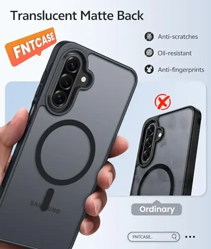 FNTCASE for Galaxy A17/A16 5G Phone Case, Fit for Magsafe, Screen Protector | Translucent Matte, 14FT Military Grade Drop Protection, Slim Shockproof Protective, for Samsung A 17 A 16 Cover, Black - 1