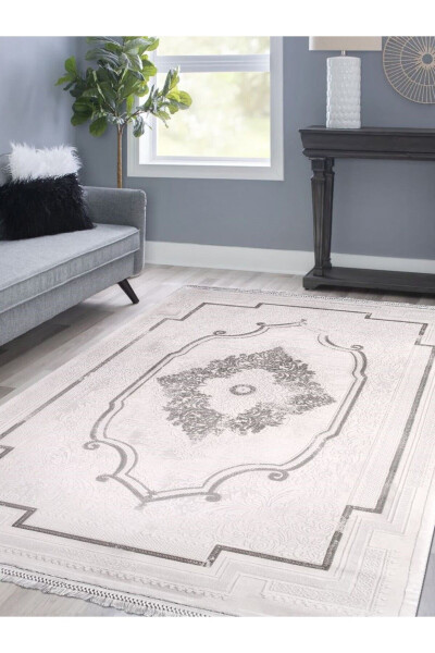 Galaxy Collection 13554 Bamboo Pattern Viscose Acrylic Living Room Rug Runner - EMIN HALI