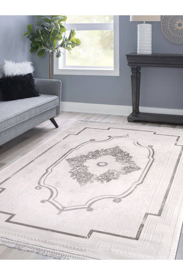 Galaxy Collection 13554 Bamboo Pattern Viscose Acrylic Living Room Rug Runner - 1
