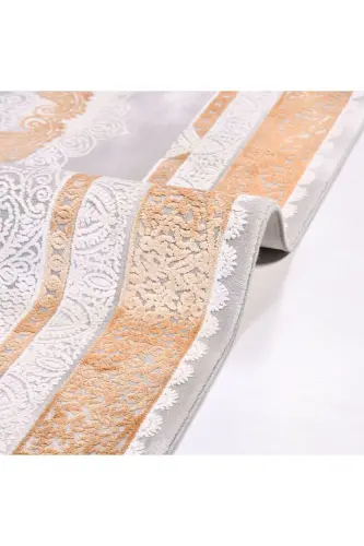 Galaxy Koleksiyonu 13416 Bambu Dokulu Viskon Akrilik Salon Oturma Odası Halı Yolluk-Gold 2 - EMIN HALI (1)