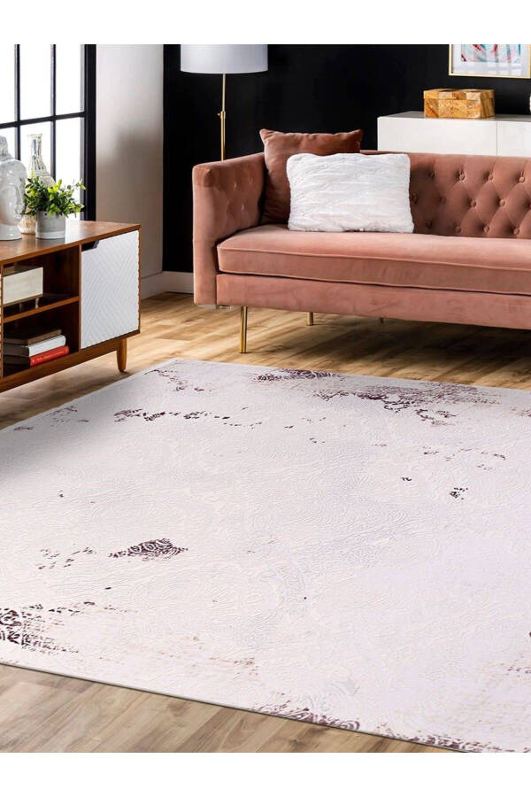 Galaxy Koleksiyonu 13450 Bambu Dokulu Viskon Akrilik Salon Mutfak Antre Halı Yolluk-Mor - 1