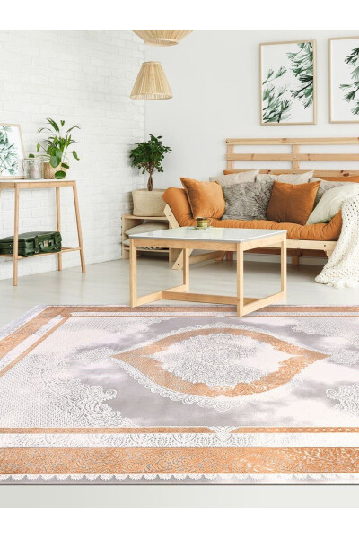 Galaxy Koleksiyonu 13479 Bambu Dokulu Viskon Akrilik Salon Oturma Odası Halı Yolluk-Yeşil 2 