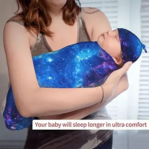 Galaxy Newborn Swaddle Blanket with Hat Set Baby Stuff Receiving Blankets Soft Transition Sleep Sacks Gifts for Infant Boys Girls - 6