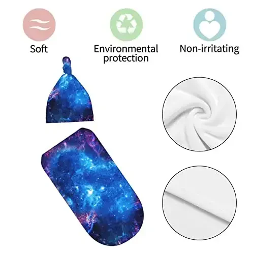 Galaxy Newborn Swaddle Blanket with Hat Set Baby Stuff Receiving Blankets Soft Transition Sleep Sacks Gifts for Infant Boys Girls - 7