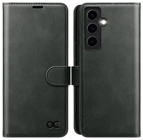 OCASE Compatible with Galaxy S24 5G Wallet Case, PU Leather Flip Folio Case with Card Holders RFID Blocking Kickstand [Shockproof TPU Inner Shell] Phone Cover (2024), Graphite - 1