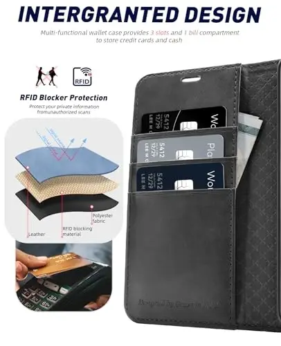 OCASE Compatible with Galaxy S24 5G Wallet Case, PU Leather Flip Folio Case with Card Holders RFID Blocking Kickstand [Shockproof TPU Inner Shell] Phone Cover (2024), Graphite - 3