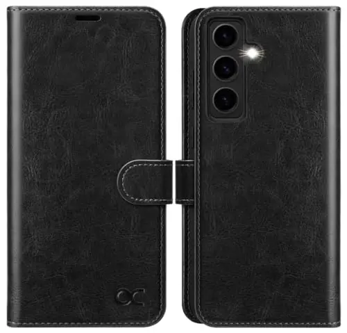 OCASE Compatible with Galaxy S24 5G Wallet Case, PU Leather Flip Folio Case with Card Holders RFID Blocking Kickstand [Shockproof TPU Inner Shell] Phone Cover (2024), Black - 1