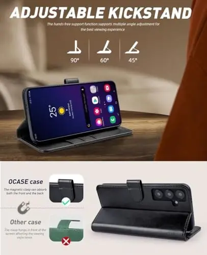 OCASE Compatible with Galaxy S24 5G Wallet Case, PU Leather Flip Folio Case with Card Holders RFID Blocking Kickstand [Shockproof TPU Inner Shell] Phone Cover (2024), Black - 4