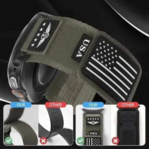 Galaxy Watch Ultra Bands 47mm erkaklar va ayollar uchun bardoshli neylon tasma, bir marta bosish orqali hech qanday bo'shliq bo'lmagan mato to'quv bilakuzuklar Samsung Galaxy Watch 7 Ultra Band 47 mm erkaklar uchun sozlanishi sport tasma, XL - 3