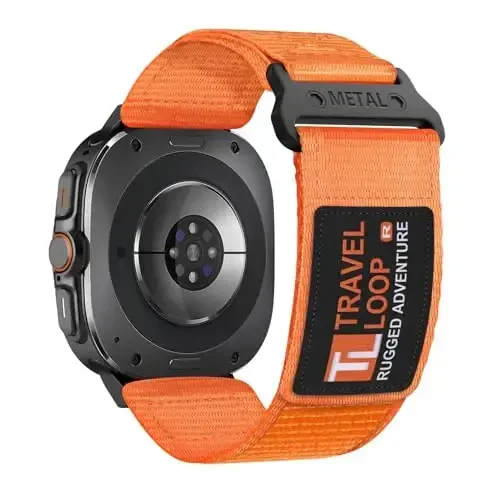 Galaxy Watch Ultra Bands 47mm erkaklar va ayollar uchun bardoshli neylon tasmasi, bir marta bosish orqali bo'shliqsiz mato to'quv bilakuzuklar sozlanishi sport tasmasi Samsung Galaxy Watch 7 Ultra Band 47 mm erkaklar uchun, XL - RUGGED