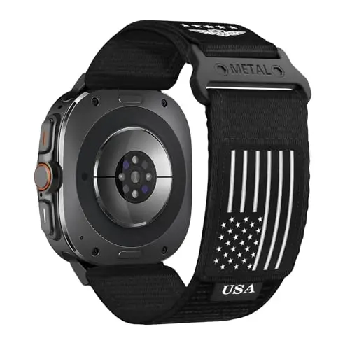 Galaxy Watch Ultra Bands 47mm erkaklar va ayollar uchun mustahkam neylon tasma, bir marta bosish bilan oraliqsiz mato to'qilgan bilakuzuklar Samsung Galaxy Watch 7 Ultra Band 47 mm erkaklar uchun sozlanishi sport tasmasi, XL - RUGGED