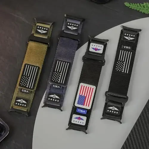 Galaxy Watch Ultra Bands 47mm uchun mustahkam neylon tasma erkaklar va ayollar uchun, Bir marta bosish bilan teshiksiz mato to'qilgan bilakuzuk sozlanishi sport tasmasi Samsung Galaxy Watch 7 Ultra Band 47 mm erkak uchun, XL - RUGGED (1)