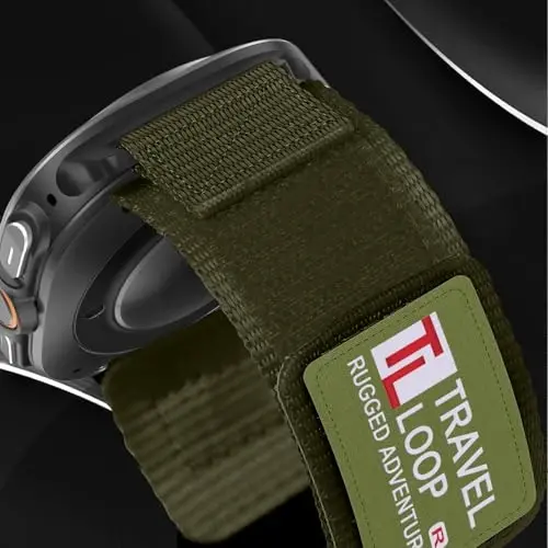 Rugged Nylon Band for Galaxy Watch Ultra Bands 47mm for Men Women,One Click No Gap Fabric Woven Wristbands Adjustable Sport Strap for Samsung Galaxy Watch 7 Ultra Band 47 mm for Man,L - 3