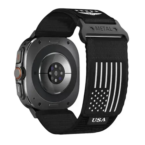 Rugged Nylon Band for Galaxy Watch Ultra Bands 47mm (2025/2024) for Men Women,One Click No Gap Fabric Woven Wristbands Adjustable Sport Strap for Samsung Galaxy Watch Ultra Band 47 mm for Man,L - 1