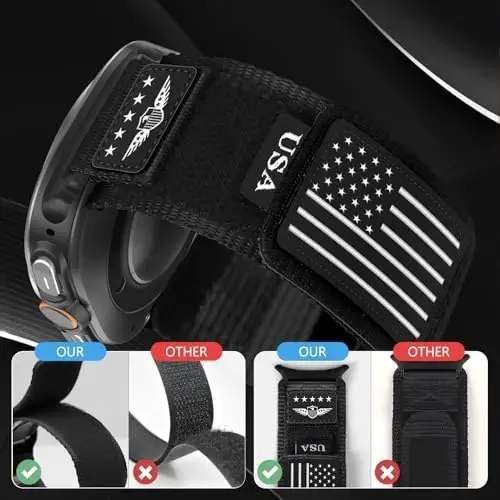 Rugged Nylon Band for Galaxy Watch Ultra Bands 47mm for Men Women,One Click No Gap Fabric Woven Wristbands Adjustable Sport Strap for Samsung Galaxy Watch 7 Ultra Band 47 mm for Man,L - 3