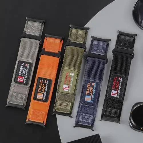 Rugged Nylon Band for Galaxy Watch Ultra Bands 47mm for Men Women,One Click No Gap Fabric Woven Wristbands Adjustable Sport Strap for Samsung Galaxy Watch 7 Ultra Band 47 mm for Man,L - 2