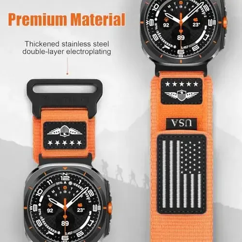 Rugged Nylon Band for Galaxy Watch Ultra Bands 47mm (2025/2024) for Men Women,One Click No Gap Fabric Woven Wristbands Adjustable Sport Strap for Samsung Galaxy Watch Ultra Band 47 mm for Man,L - 4