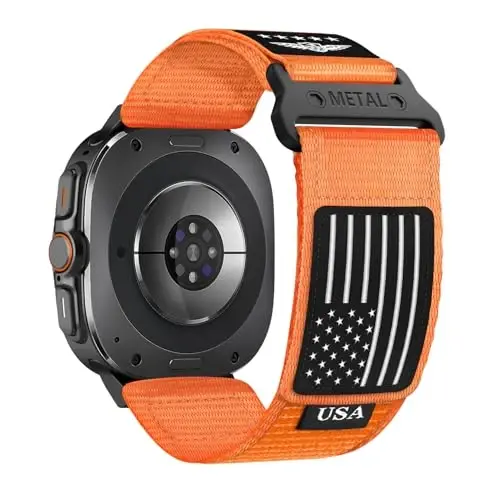 Rugged Nylon Band for Galaxy Watch Ultra Bands 47mm for Men Women,One Click No Gap Fabric Woven Wristbands Adjustable Sport Strap for Samsung Galaxy Watch 7 Ultra Band 47 mm for Man,L 