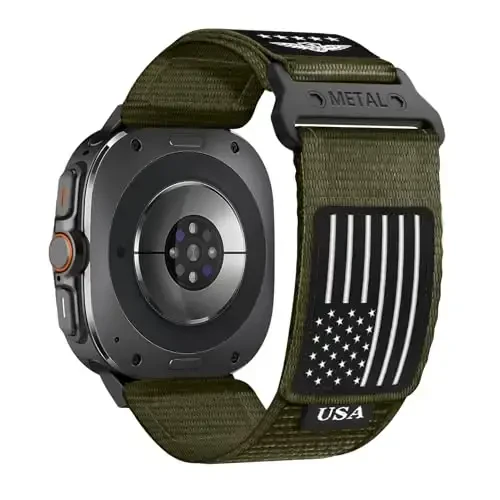 Rugged Nylon Band for Galaxy Watch Ultra Bands 47mm (2025/2024) for Men Women,One Click No Gap Fabric Woven Wristbands Adjustable Sport Strap for Samsung Galaxy Watch Ultra Band 47 mm for Man,L - 1