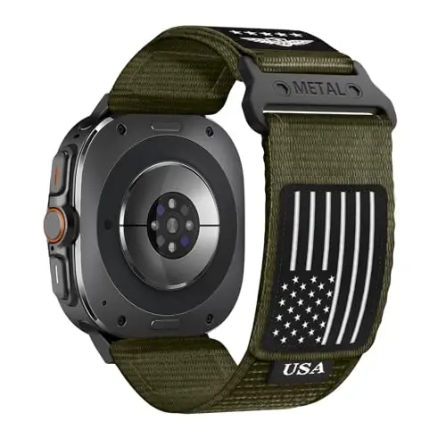 Rugged Nylon Band for Galaxy Watch Ultra Bands 47mm for Men Women,One Click No Gap Fabric Woven Wristbands Adjustable Sport Strap for Samsung Galaxy Watch 7 Ultra Band 47 mm for Man,L - 1