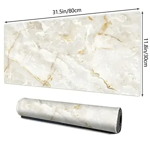 Galdas Large Mouse Pad Marble Pattern XXL XL Large Mouse Pad Mat Long Extended Mousepad Desk Pad Non-Slip Rubber Mice Pads Stitched Edges Thin Pad (31.5x11.8x0.12“) - MODAZONE (1)