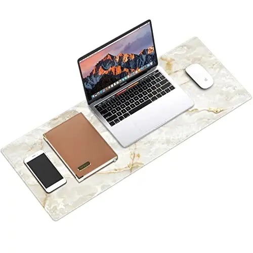 Galdas Large Mouse Pad Marble Pattern XXL XL Large Mouse Pad Mat Long Extended Mousepad Desk Pad Non-Slip Rubber Mice Pads Stitched Edges Thin Pad (31.5x11.8x0.12“) - 5