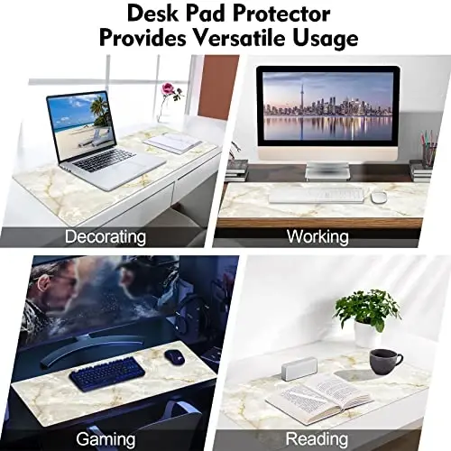 Galdas Large Mouse Pad Marble Pattern XXL XL Large Mouse Pad Mat Long Extended Mousepad Desk Pad Non-Slip Rubber Mice Pads Stitched Edges Thin Pad (31.5x11.8x0.12“) - 6