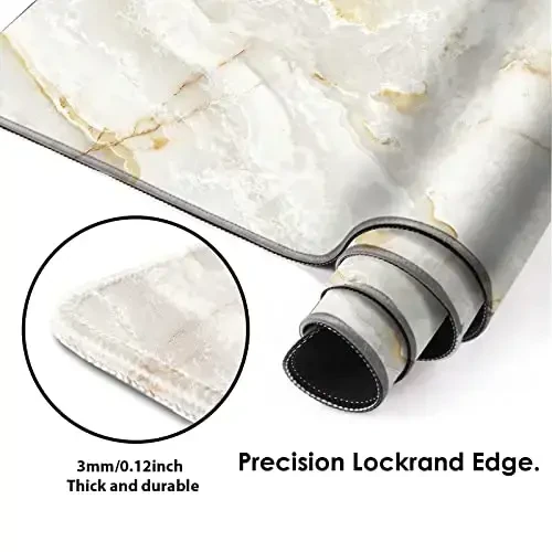 Galdas Large Mouse Pad Marble Pattern XXL XL Large Mouse Pad Mat Long Extended Mousepad Desk Pad Non-Slip Rubber Mice Pads Stitched Edges Thin Pad (31.5x11.8x0.12“) - 4