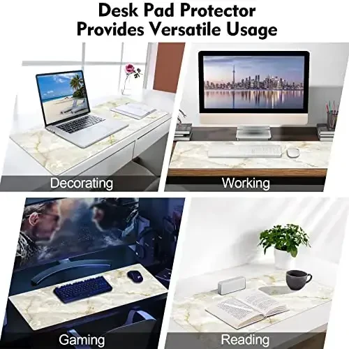 Galdas Large Mouse Pad Marble Pattern XXL XL Large Mouse Pad Mat Long Extended Mousepad Desk Pad Non-Slip Rubber Mice Pads Stitched Edges Thin Pad (31.5x11.8x0.12“) - 6