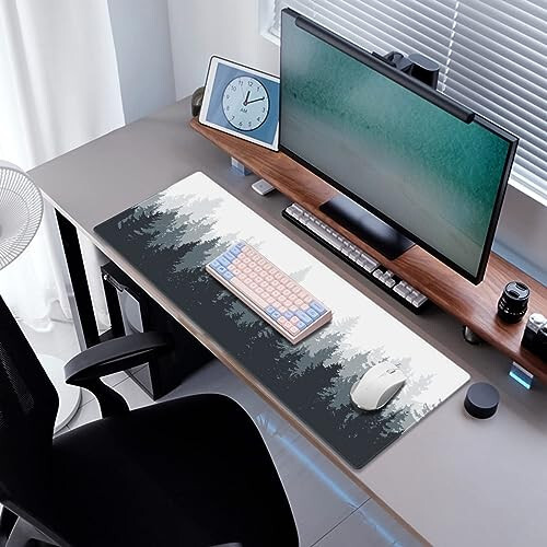 Galdas Gaming Mouse Mat Forest Background Pattern XXL XL Large Mouse Mat Long Extended Mouse Pad Desk Mat Non-Slip Rubber Mice Pads Stitched Edges Thin Pad (31.5 x 11.8 x 0.12 Inches) Tree - 12