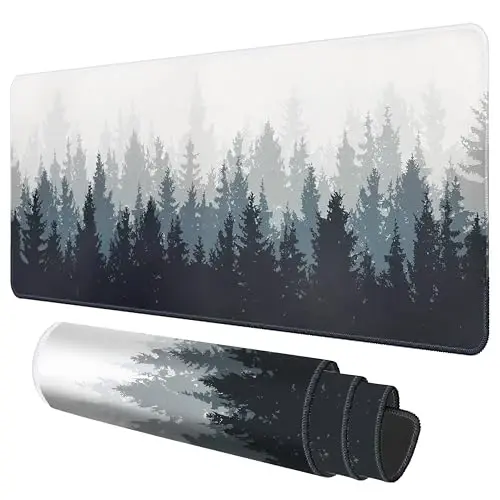 Galdas Gaming Mouse Mat Forest Background Pattern XXL XL Large Mouse Mat Long Extended Mouse Pad Desk Mat Non-Slip Rubber Mice Pads Stitched Edges Thin Pad (31.5 x 11.8 x 0.12 Inches) Tree - 2