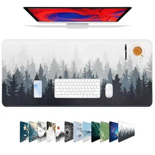 Galdas Gaming Mouse Mat O'rmon Fon Rasmi XXL XL Katta Mouse Mat Uzun Kengaytirilgan Mouse Pad Stol Matı Sirpanmaydigan Kauchuk Sichqoncha Padlari Tikilgan Qirralari Yupqa Pad (31.5 x 11.8 x 0.12 Dyuym) Daraxt 