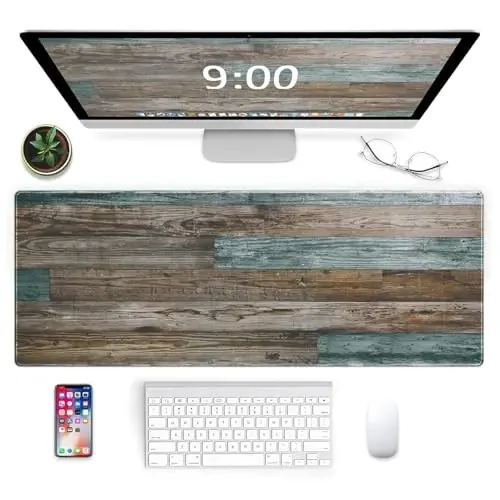 Galdas Gaming Mouse Pad Vintage Wood Grain Pattern XXL XL Katta sichqoncha matosi Uzaytirilgan sichqoncha pad Stol usti Padi Sirpanmaydigan rezina sichqoncha padlari Tikilgan qirralar Yupqa pad (31.5x11.8x0.12 dyuym) 