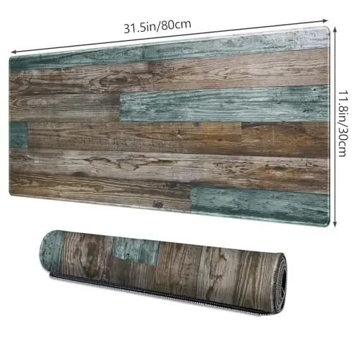Galdas Gaming Mouse Pad Vintage Wood Grain Pattern XXL XL Katta sichqoncha matosi Uzaytirilgan sichqoncha pad Stol usti Padi Sirpanmaydigan rezina sichqoncha padlari Tikilgan qirralar Yupqa pad (31.5x11.8x0.12 dyuym) - 3