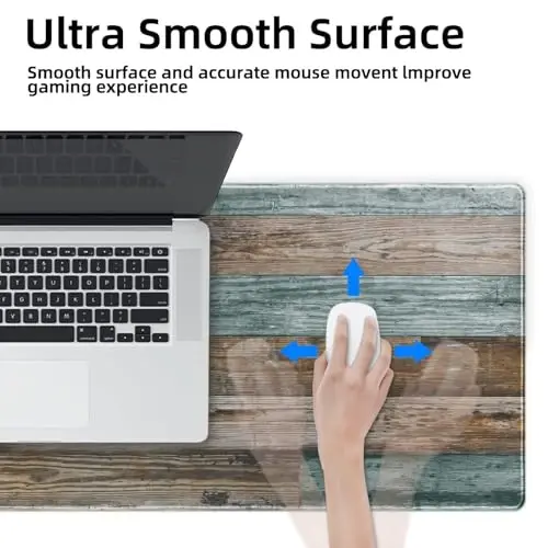 Galdas Gaming Mouse Pad Vintage Wood Grain Pattern XXL XL Katta sichqoncha matosi Uzaytirilgan sichqoncha pad Stol usti Padi Sirpanmaydigan rezina sichqoncha padlari Tikilgan qirralar Yupqa pad (31.5x11.8x0.12 dyuym) - 6