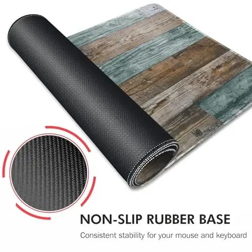 Galdas Gaming Mouse Pad Vintage Wood Grain Pattern XXL XL Katta sichqoncha matosi Uzaytirilgan sichqoncha pad Stol usti Padi Sirpanmaydigan rezina sichqoncha padlari Tikilgan qirralar Yupqa pad (31.5x11.8x0.12 dyuym) - 5