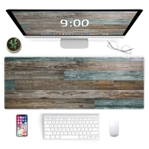 Galdas Gaming Mouse Pad Vintage Wood Grain Pattern XXL XL Large Mouse Pad Mat Long Extended Mousepad Desk Pad Non-Slip Rubber Mice Pads Stitched Edges Thin Pad (31.5x11.8x0.12Inch) - GALDAS