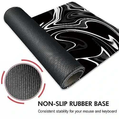 Galdas Gaming Mouse Pad XXL XL Large Mouse Pad Long Extended Big Mousepad Non-Slip Rubber Keyboard Mouse Pad with Stitched Edges for Laptop Home Office (31.5x11.8x0.08 Inch) … (Wave Black) - 4