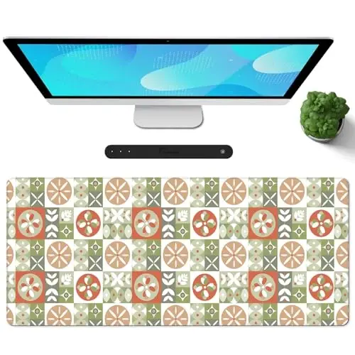 Galdas Gaming Mouse Pad XXL XL Large Long Extended Big Mousepad Non-Slip Rubber Keyboard Mouse Pad with Stitched Edges for Laptop Home Office (31.5x11.8x0.08 Inch) … (Checkered Flower) 