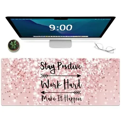 Galdas Gaming Mouse Pad XXL XL Large Long Extended Big Mousepad Non-Slip Rubber Keyboard Mouse Pad with Stitched Edges for Laptop Home Office (31.5x11.8x0.08 Inch) … (Bling Words) 