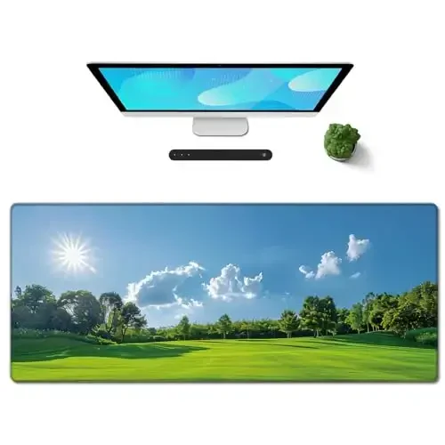Galdas Gaming Mouse Pad XXL XL Large Long Extended Big Mousepad Non-Slip Rubber Keyboard Mouse Pad with Stitched Edges for Laptop Home Office (31.5x11.8x0.08 Inch) … (Grass) - 1