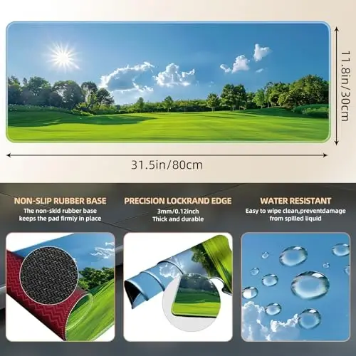 Galdas Gaming Mouse Pad XXL XL Large Long Extended Big Mousepad Non-Slip Rubber Keyboard Mouse Pad with Stitched Edges for Laptop Home Office (31.5x11.8x0.08 Inch) … (Grass) - 3