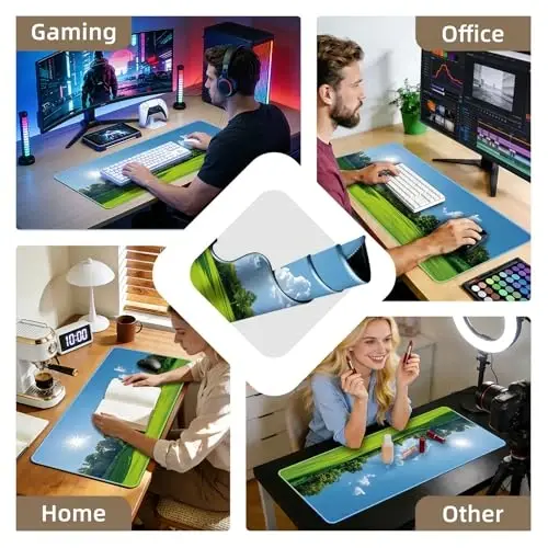 Galdas Gaming Mouse Pad XXL XL Large Long Extended Big Mousepad Non-Slip Rubber Keyboard Mouse Pad with Stitched Edges for Laptop Home Office (31.5x11.8x0.08 Inch) … (Grass) - 4