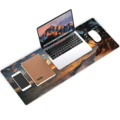 Galdas Gaming Mouse Pad XXL XL Katta sichqoncha paneli Mat Uzun Kengaytirilgan sichqoncha paneli Stol yostig'i Sirpanmaydigan rezina sichqoncha yostiqchalari Tikilgan qirralari Yupqa yostiq (31,5x11,8x0,12 dyuym)-Quyoshli sohil - 6