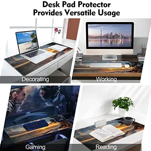 Galdas Gaming Mouse Pad XXL XL Katta sichqoncha paneli Mat Uzun Kengaytirilgan sichqoncha paneli Stol yostig'i Sirpanmaydigan rezina sichqoncha yostiqchalari Tikilgan qirralari Yupqa yostiq (31,5x11,8x0,12 dyuym)-Quyoshli sohil - 7